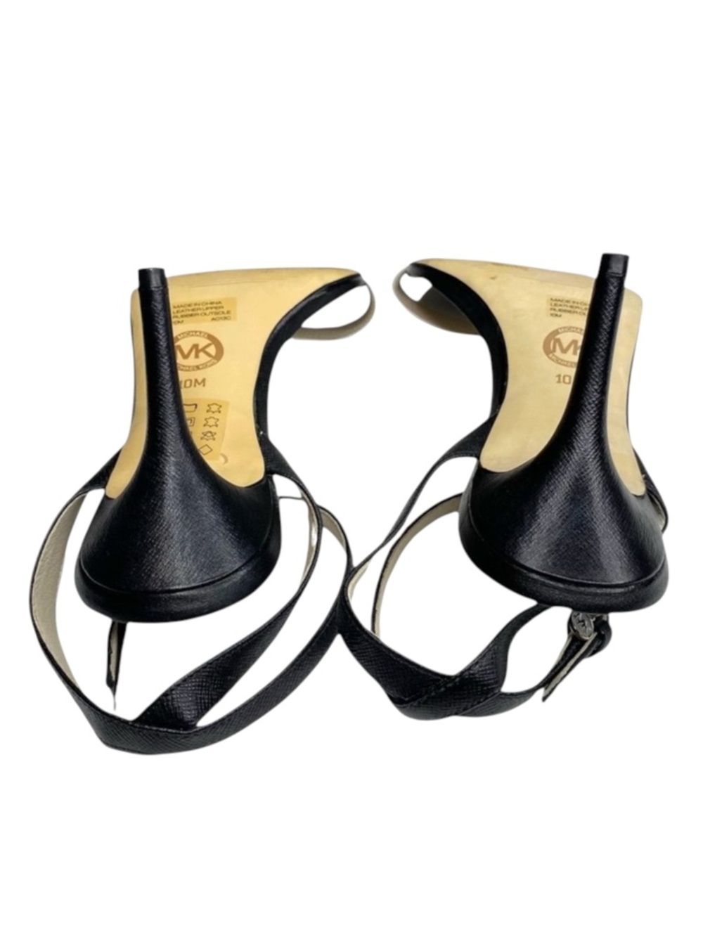 Michael Kors ᪥ Bridget Saffiano Leather Stiletto Ankle Strap Sandal ᪥ B+W ᪥ 10M - Picture 12 of 16